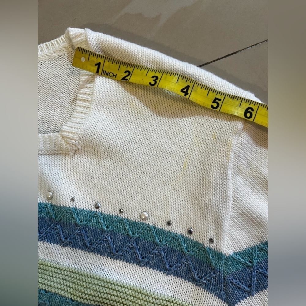 Alfred dunner Women multicolored sweater cardigan pullover Plus Size 2X pearls - Picture 11 of 16